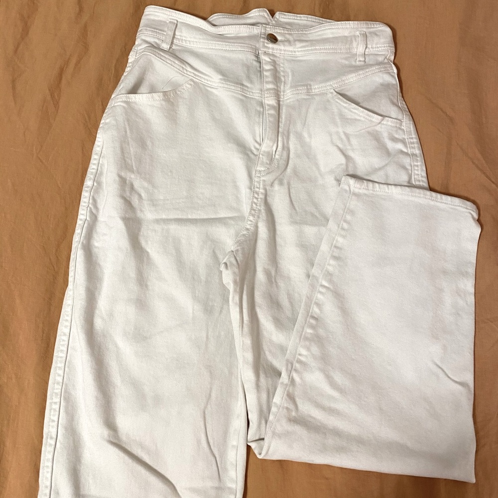 White wide legged jeans